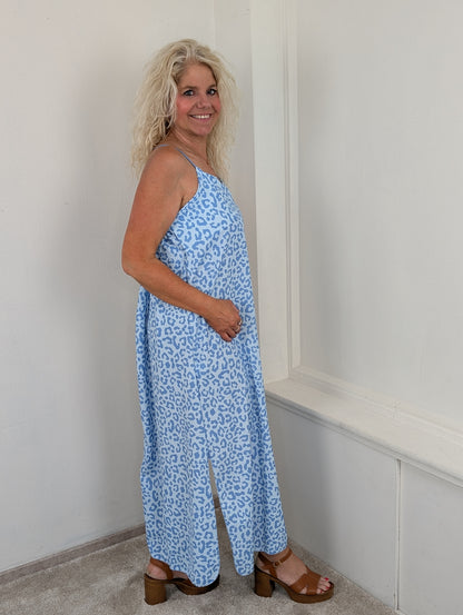 Celeste leopard maxi dress - Blauw