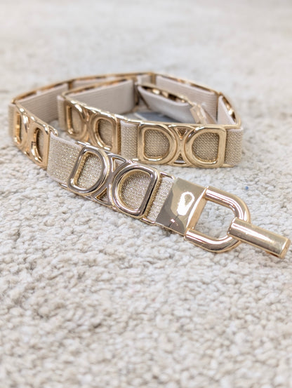 Elastische schakel riem goud - Goud