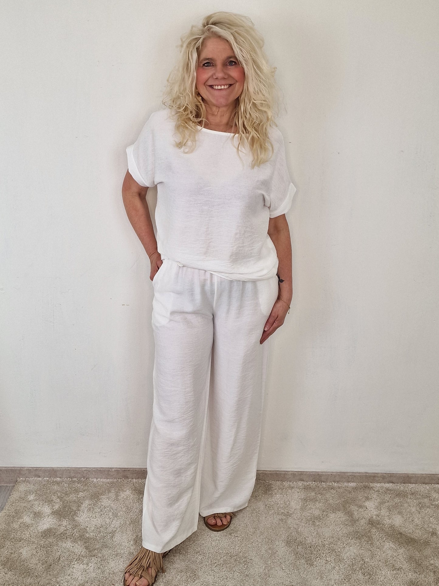 Sandra pantalon met riem - Wit