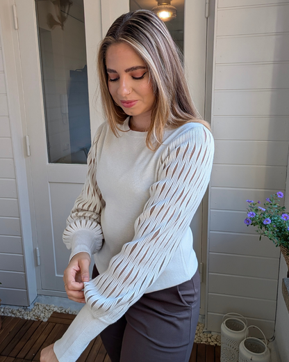 Trui met detail mouwen Anouk - Beige