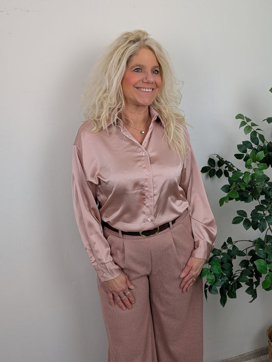 Patries silk blouse - Poeder roze