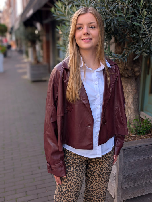 Bisco leder look jasje - Bordeaux rood