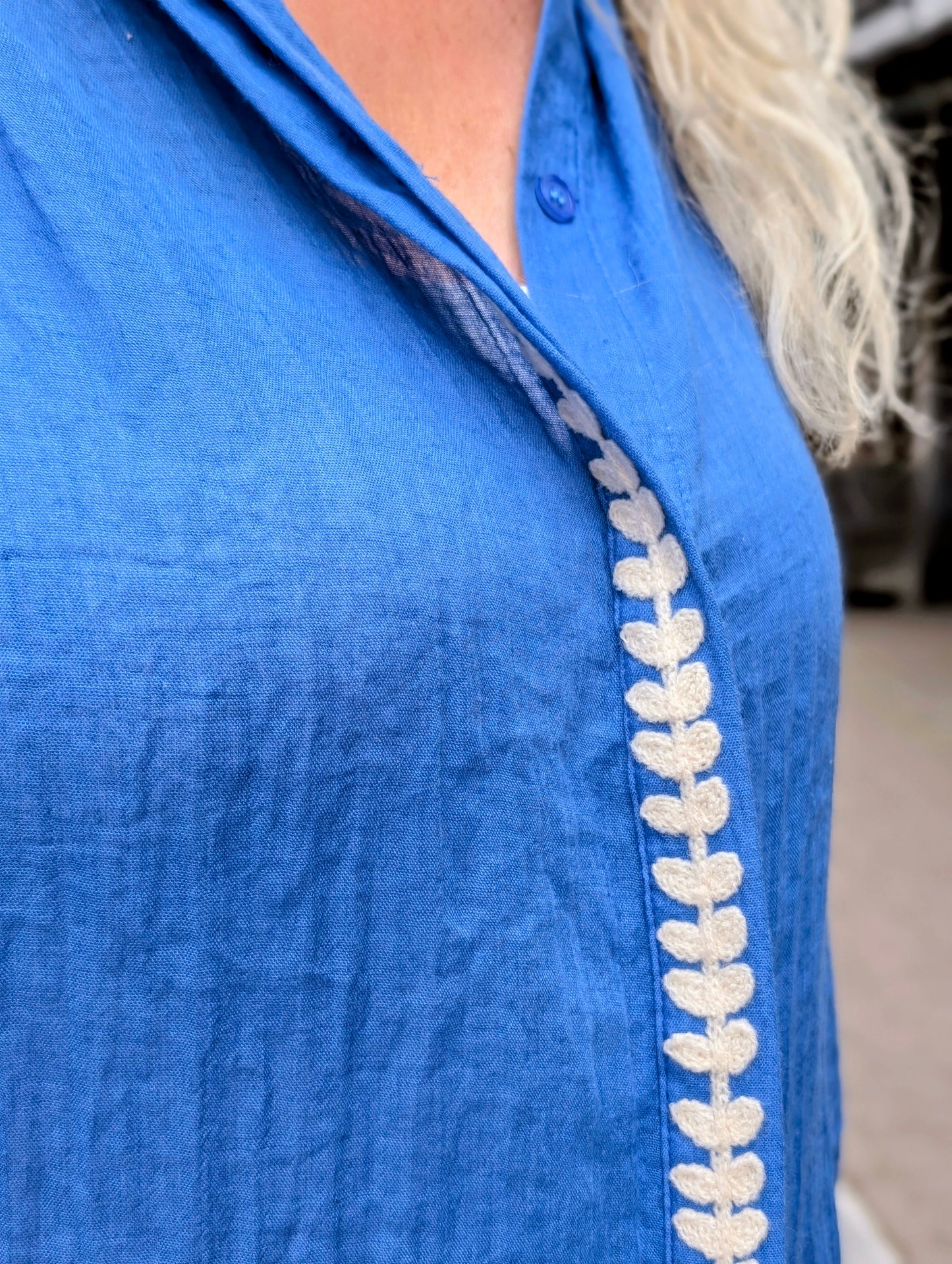 Katoenen blouse Norah - Kobaltblauw