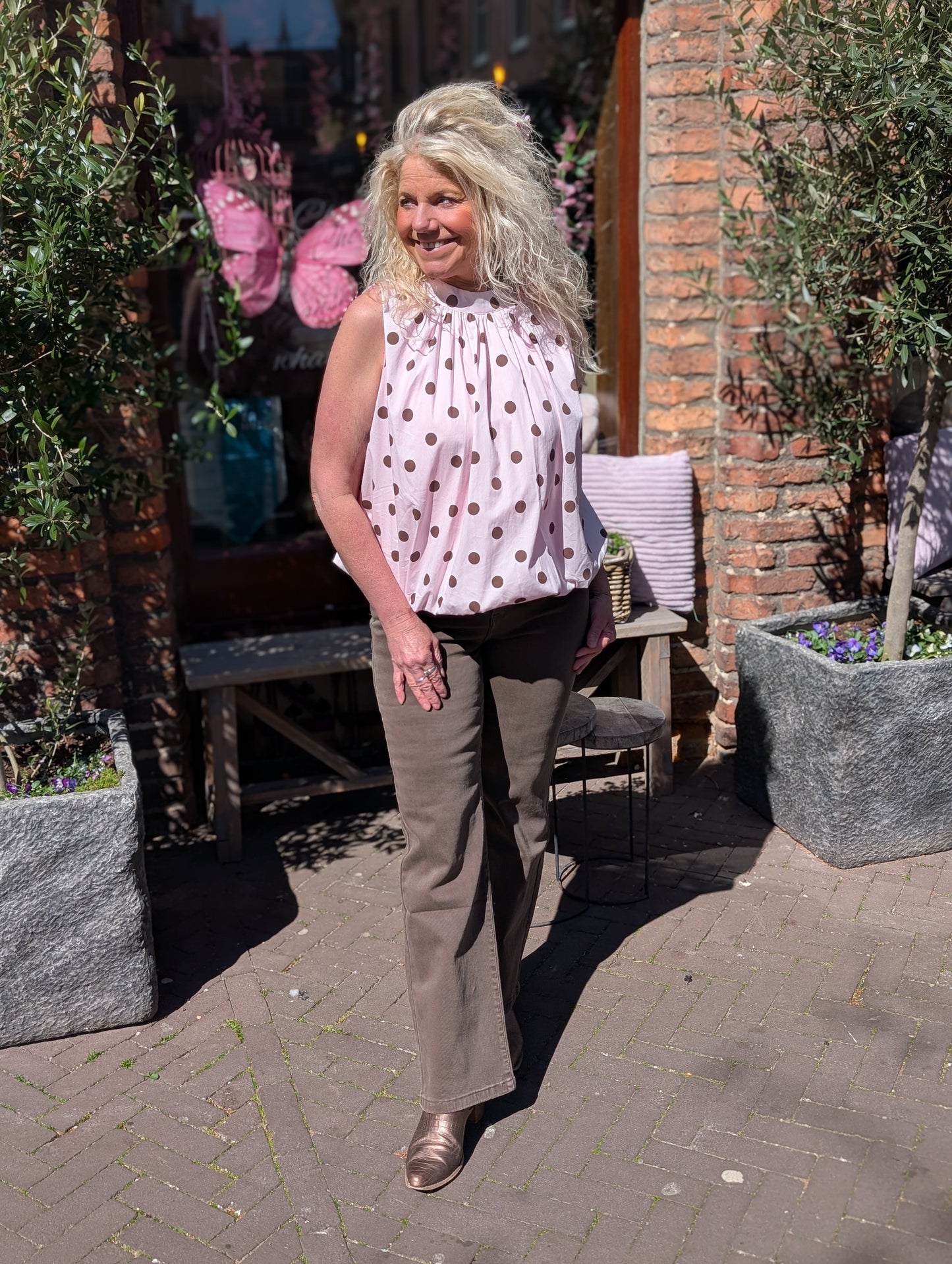 Laulia panter motief wide leg - Bruin