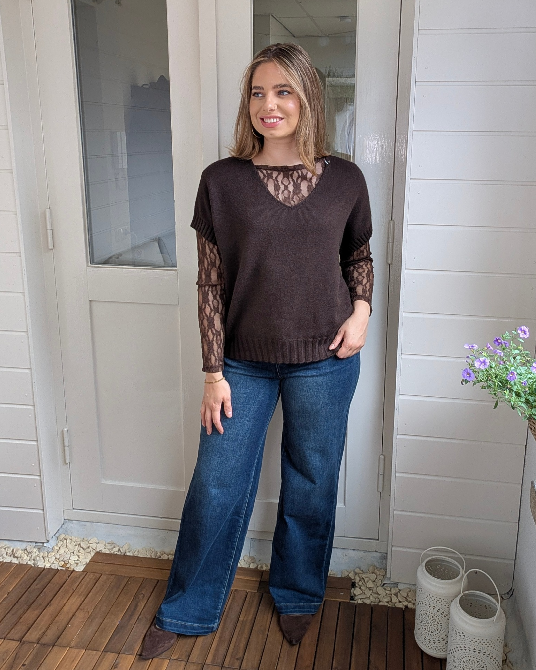 Joly V-hals knit - Bruin