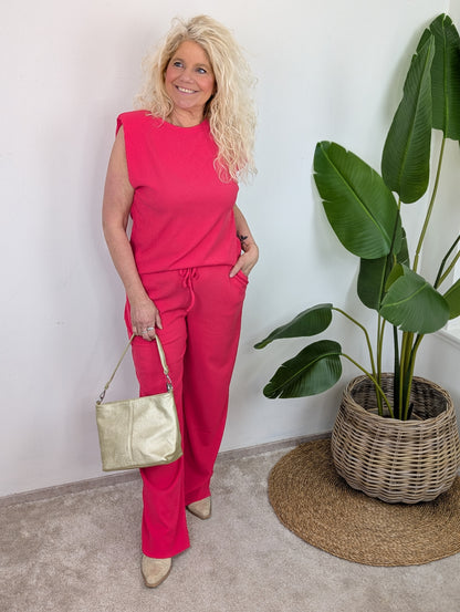 Zusss mouwloze crincle top - Rasberry