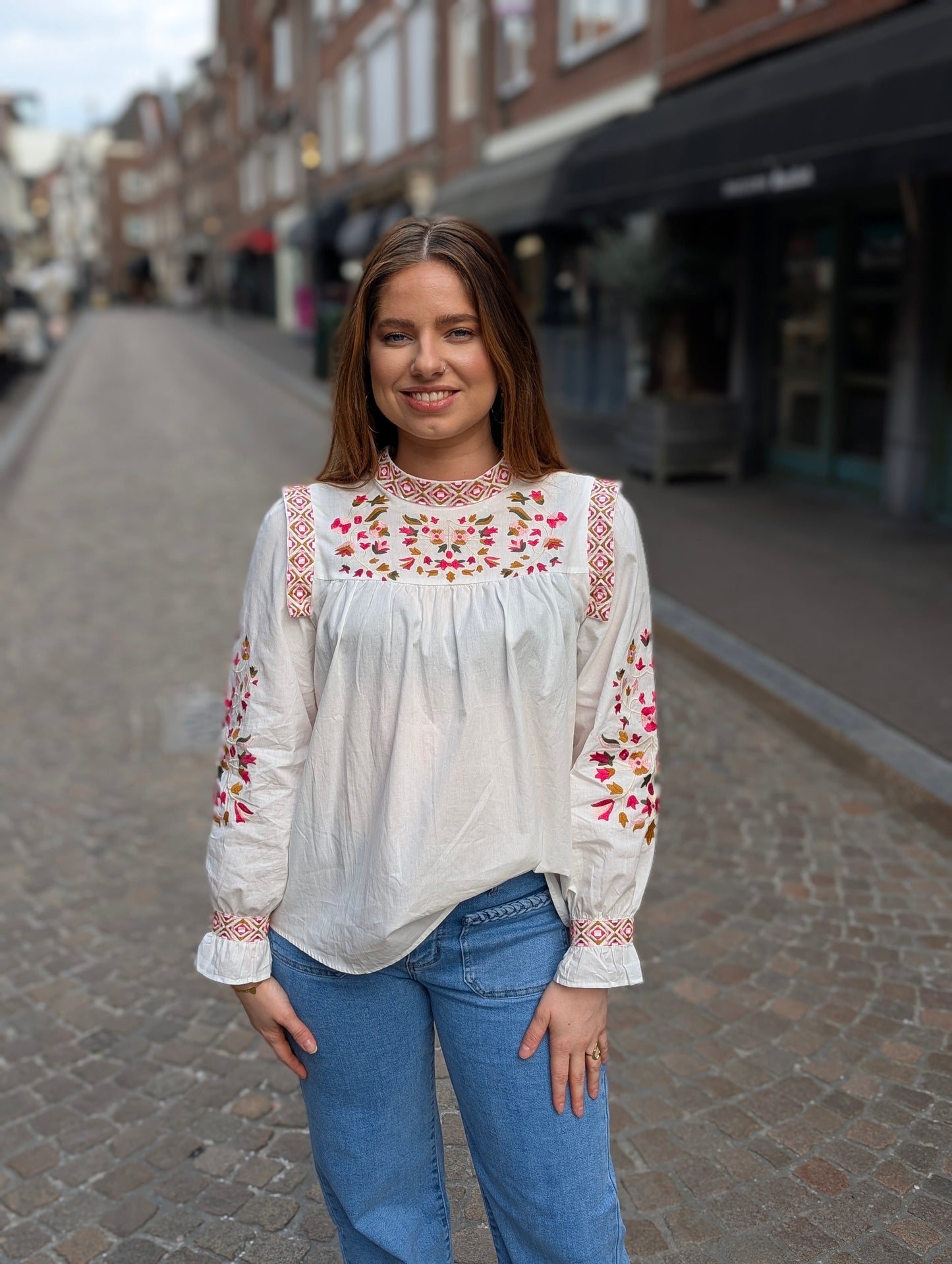 Flora geborduurde Blouse - Wit