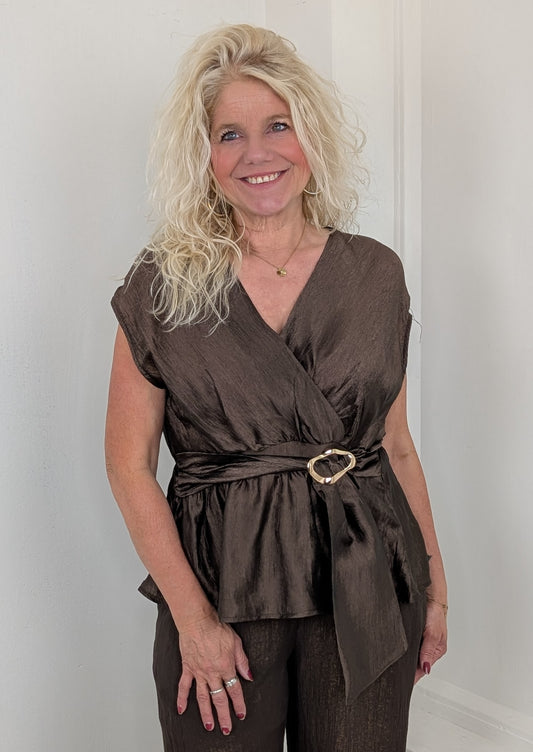 Champagne Wrap Top - Donkerbruin