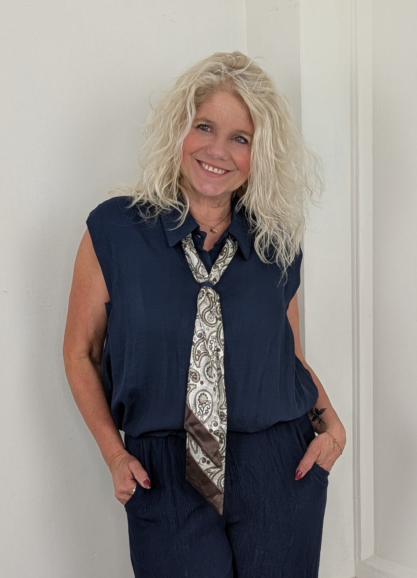 Portofino scarf top - Navy