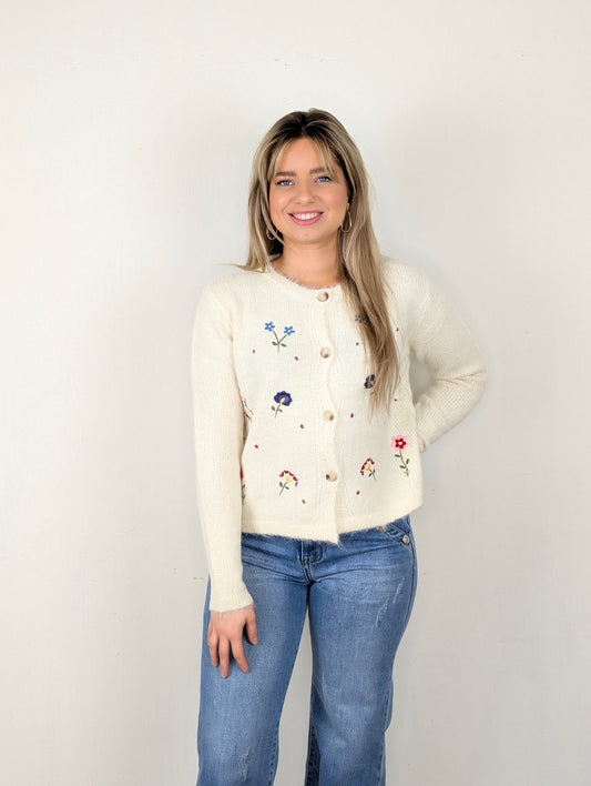 Mia flower vest - Ecru