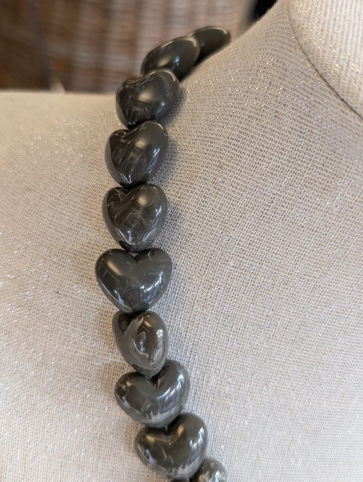 hartjes kralen ketting - Grijs