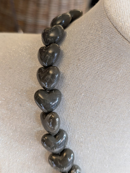 hartjes kralen ketting - Grijs