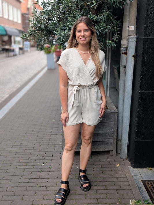 Kiki korte jumpsuit - Creme