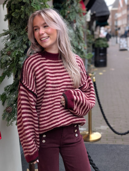 Gebreide trui Semra - Rood/Roze