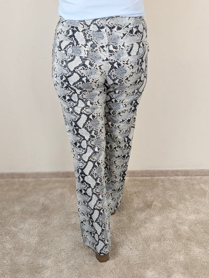 Mi Piace broek straight - Dark blue/ light blue snake print
