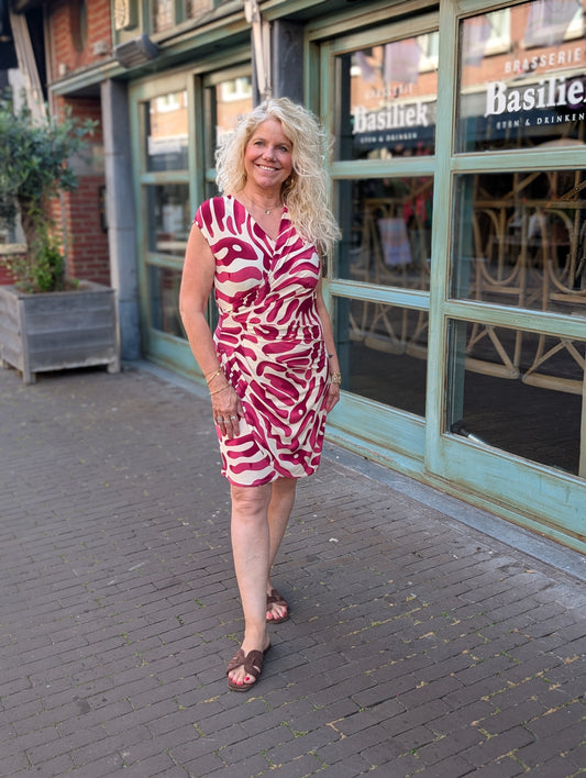Sunny print jurk - Roze / off white