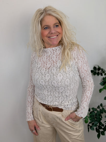 Rosy kanten top - Creme