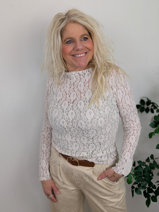 Rosy kanten top - Creme