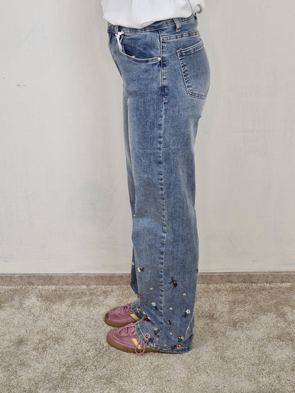 Monday straight leg jeans met bloemen Juliette - Jeans