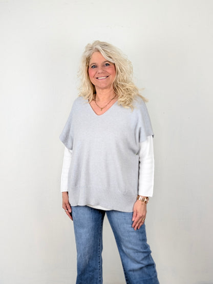 Merel trui met knopen - Grijs