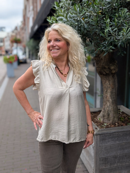 Ruffle top Deem - Beige