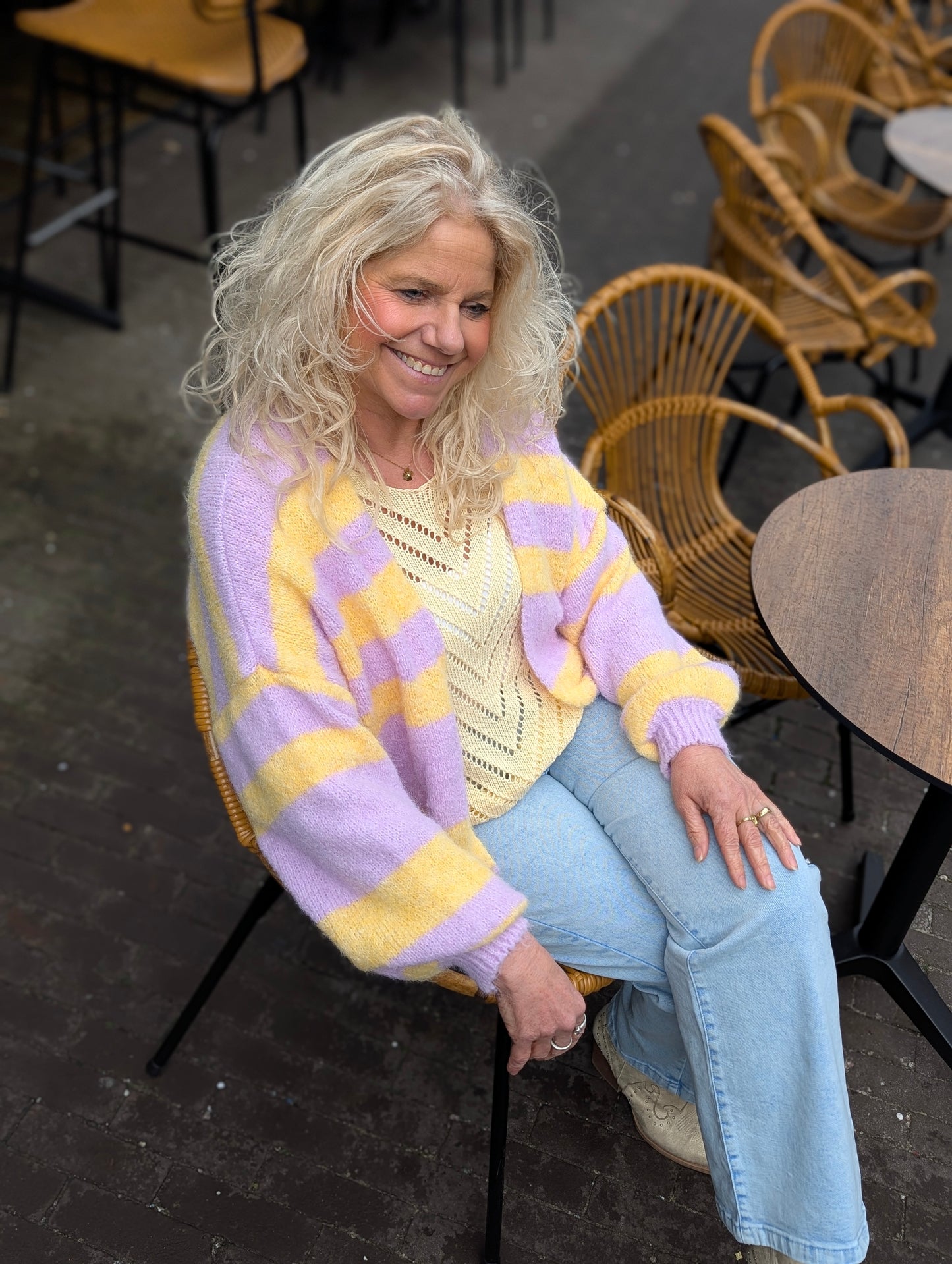 Gestreept vest Bibi - Lila/Geel