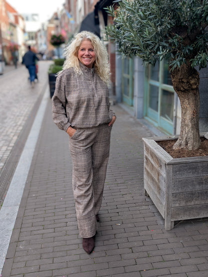 Bolu ruit bomber trui - Taupe / bruin