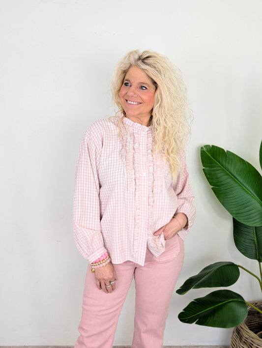 Diene ruiten blouse - Roze