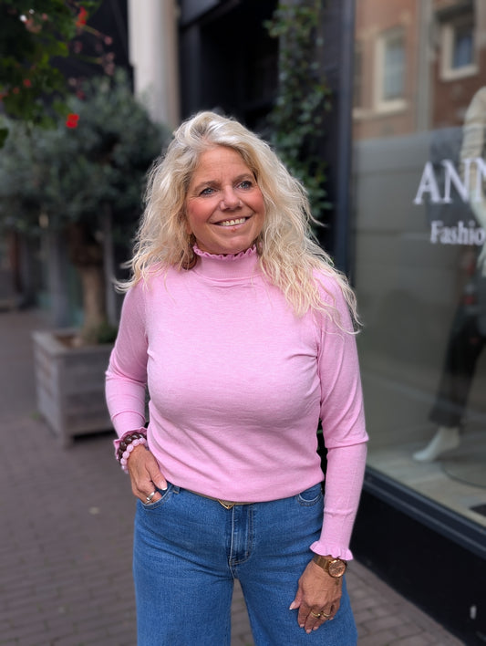 Maaike ruffle coltrui - Roze