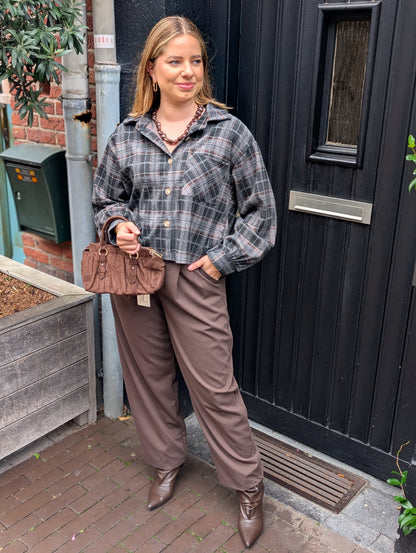 Jany ruiten blouse - Grijs / taupe