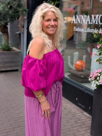 Off the shoulder blouse top - Magenta