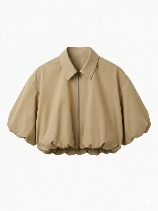 Crop ballon jasje - Camel