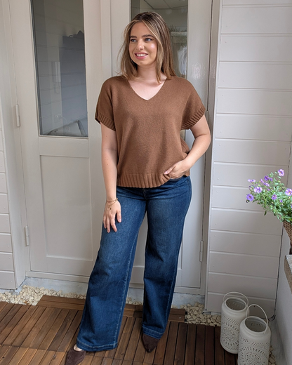 Joly V-hals knit - Caramel