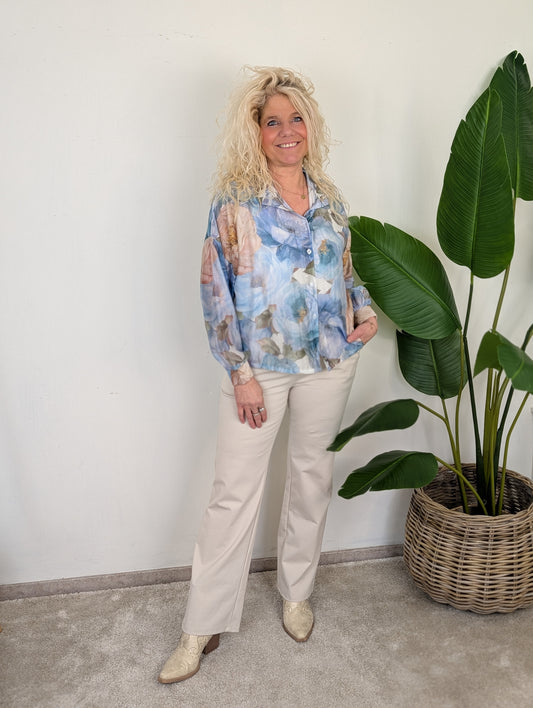 Elize pantalon met riem - Beige