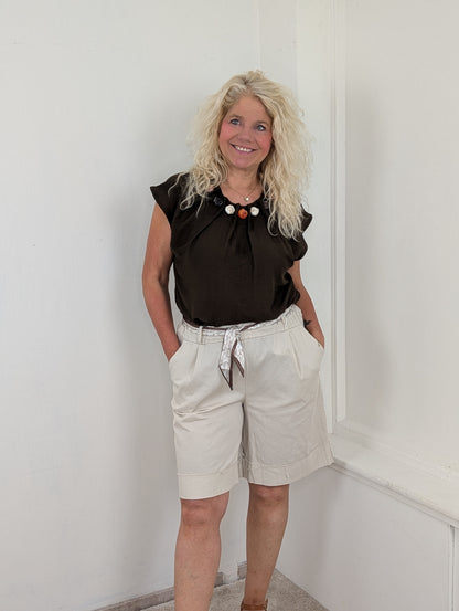 Katoenen scarf short - Beige