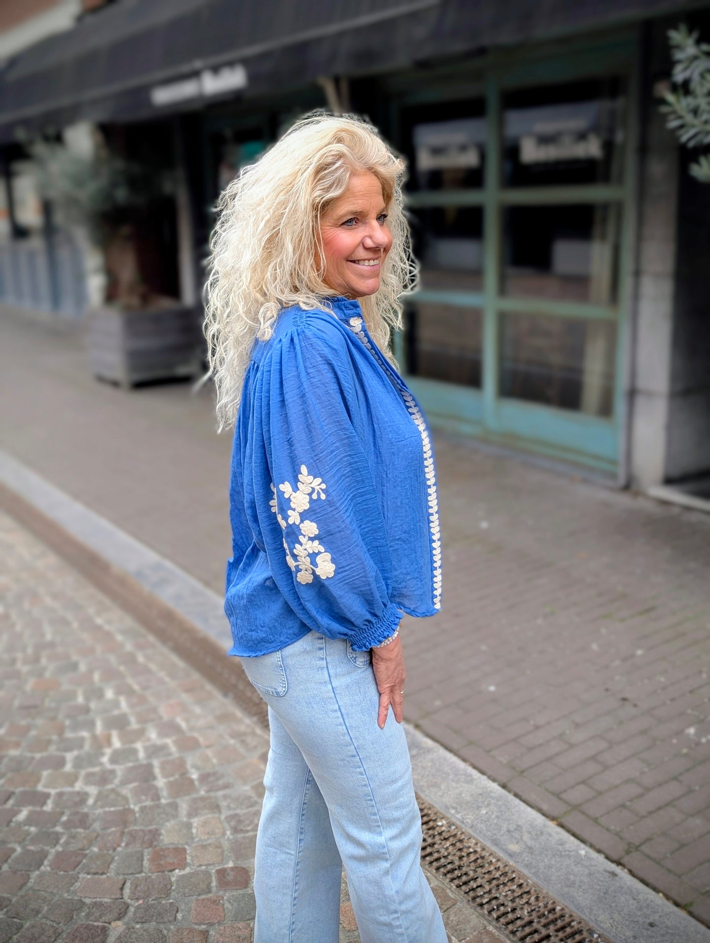Katoenen blouse Norah - Kobaltblauw