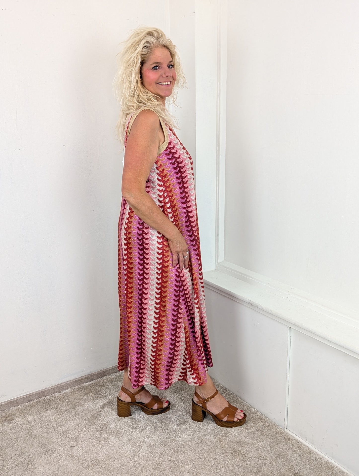 Sunset Sorbet Glitter Dress - Pink mix