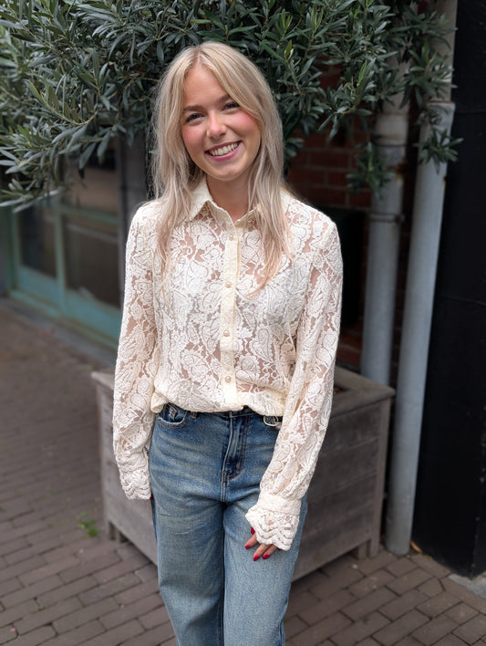 Kanten blouse Maaike - Ecru