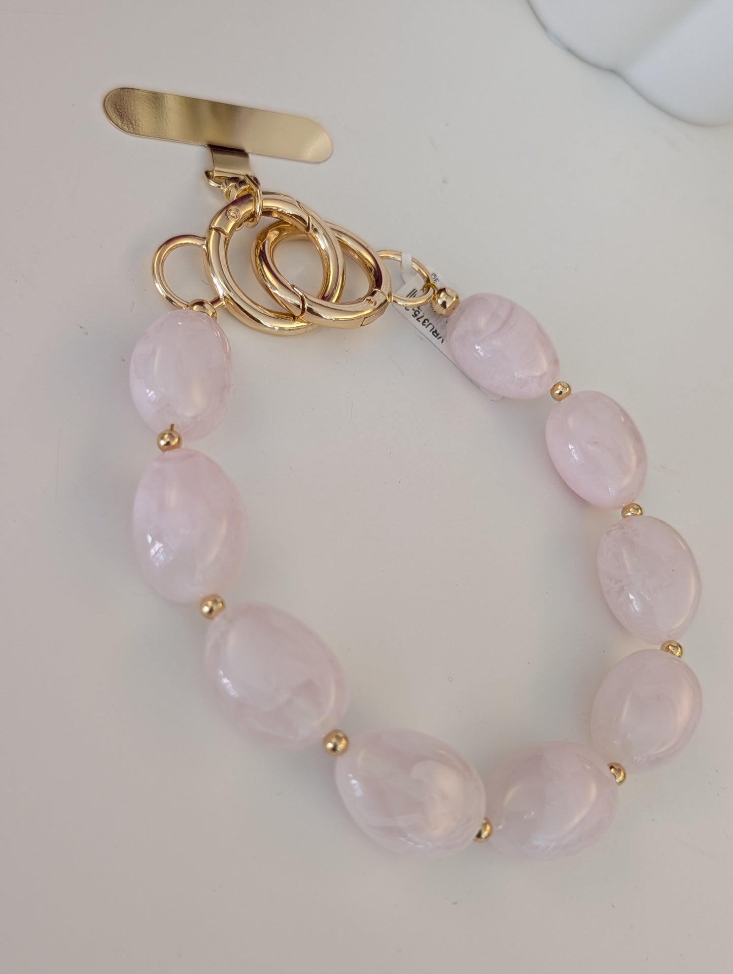 Telefoon koord ronde kralen - Roze / goud