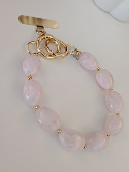 Telefoon koord ronde kralen - Roze / goud