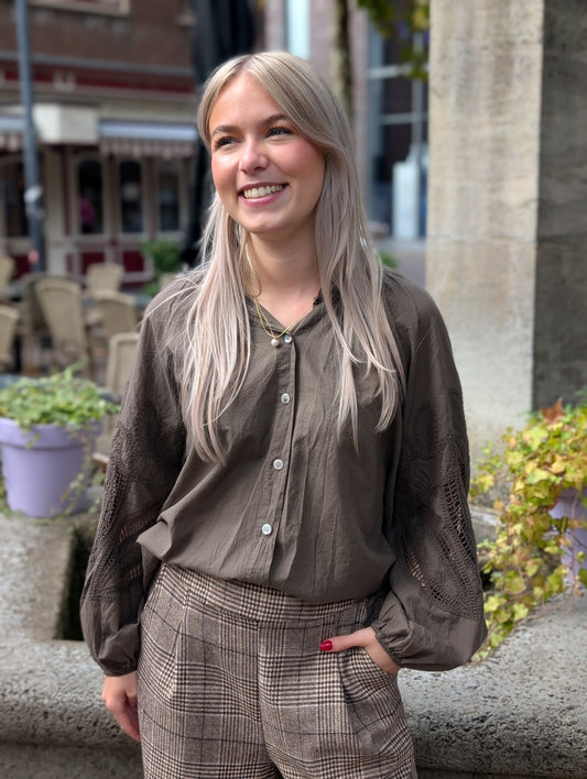 Demi details sleeve blouse - Clay