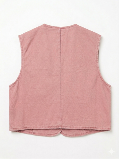 Roza Relaxed Gilet - Oud roze