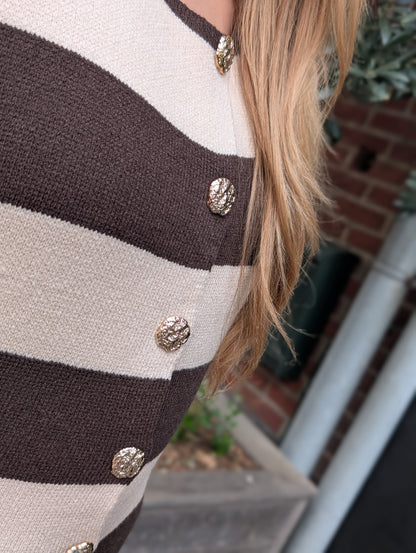 Patty streep gilet - Bruin/ creme