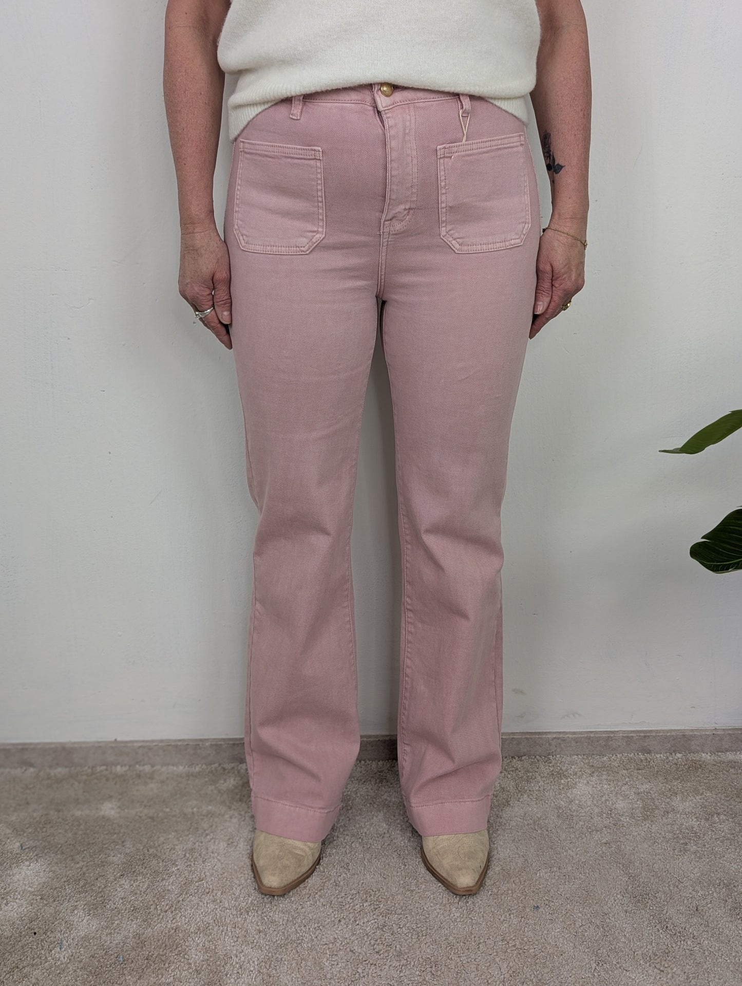 Wide leg pocket jeans - Oud Roze