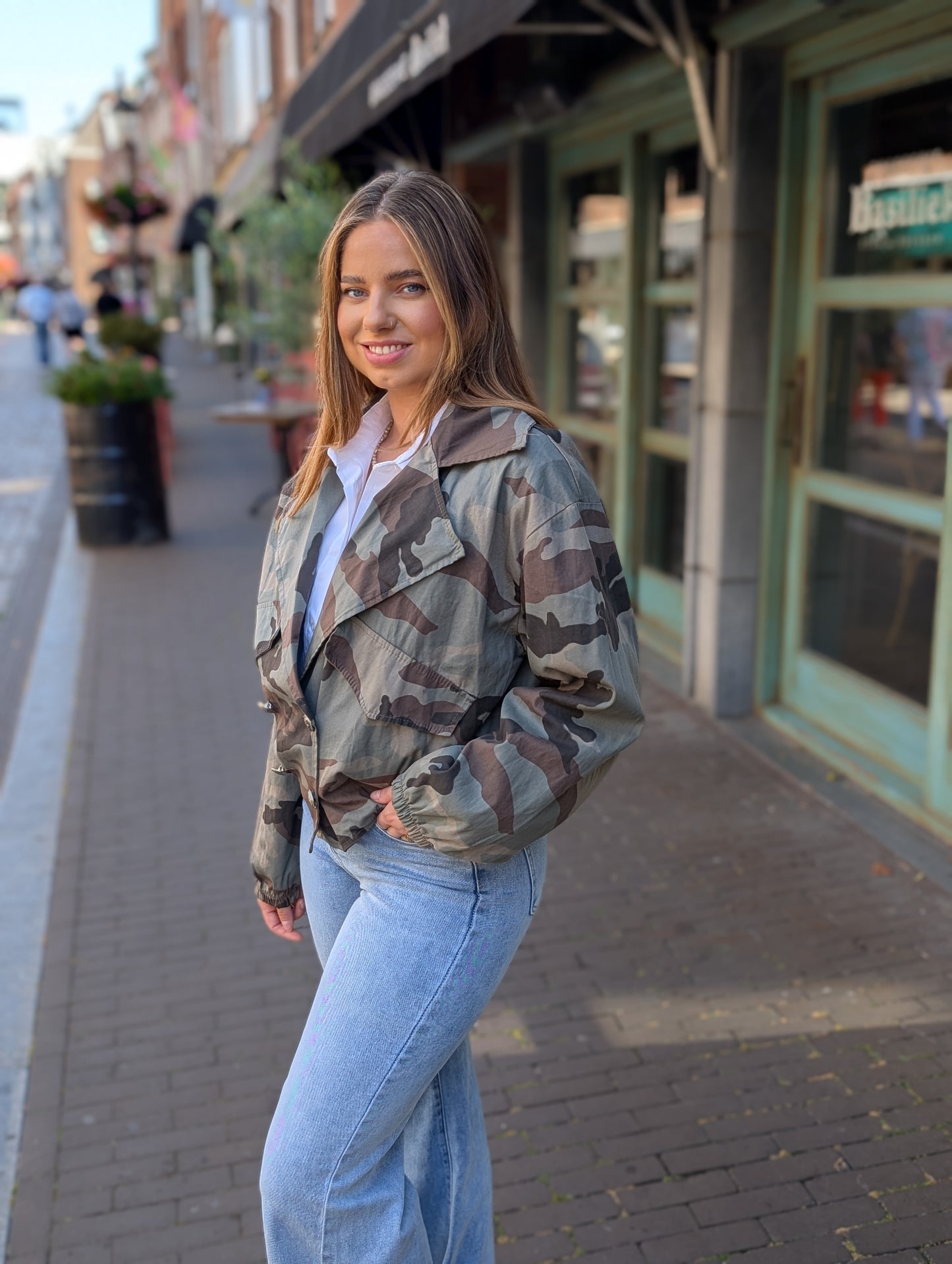 Army jacket met dubbele knoopsluiting - Groen
