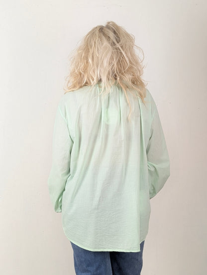 Yara blouse met opengewerkte bloemen  - Mint groen