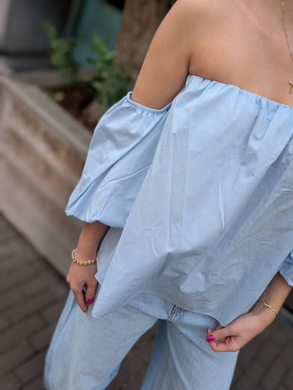 Off the shoulder blouse top - Licht blauw
