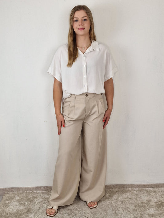Kath wide leg pantalon - Beige
