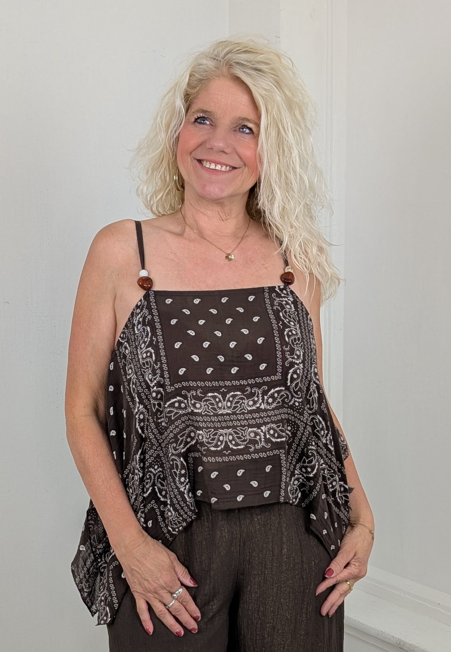 Paisley boho top - Bruin