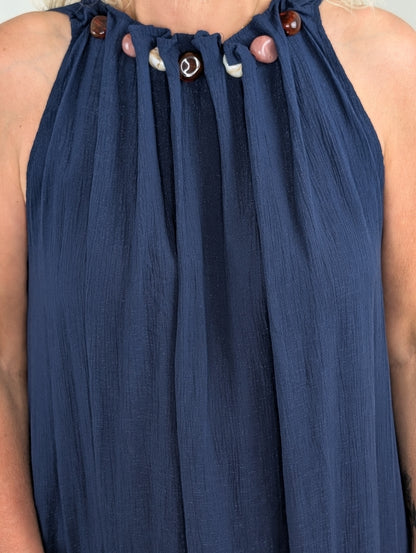 Azzura maxi dress beads - Navy